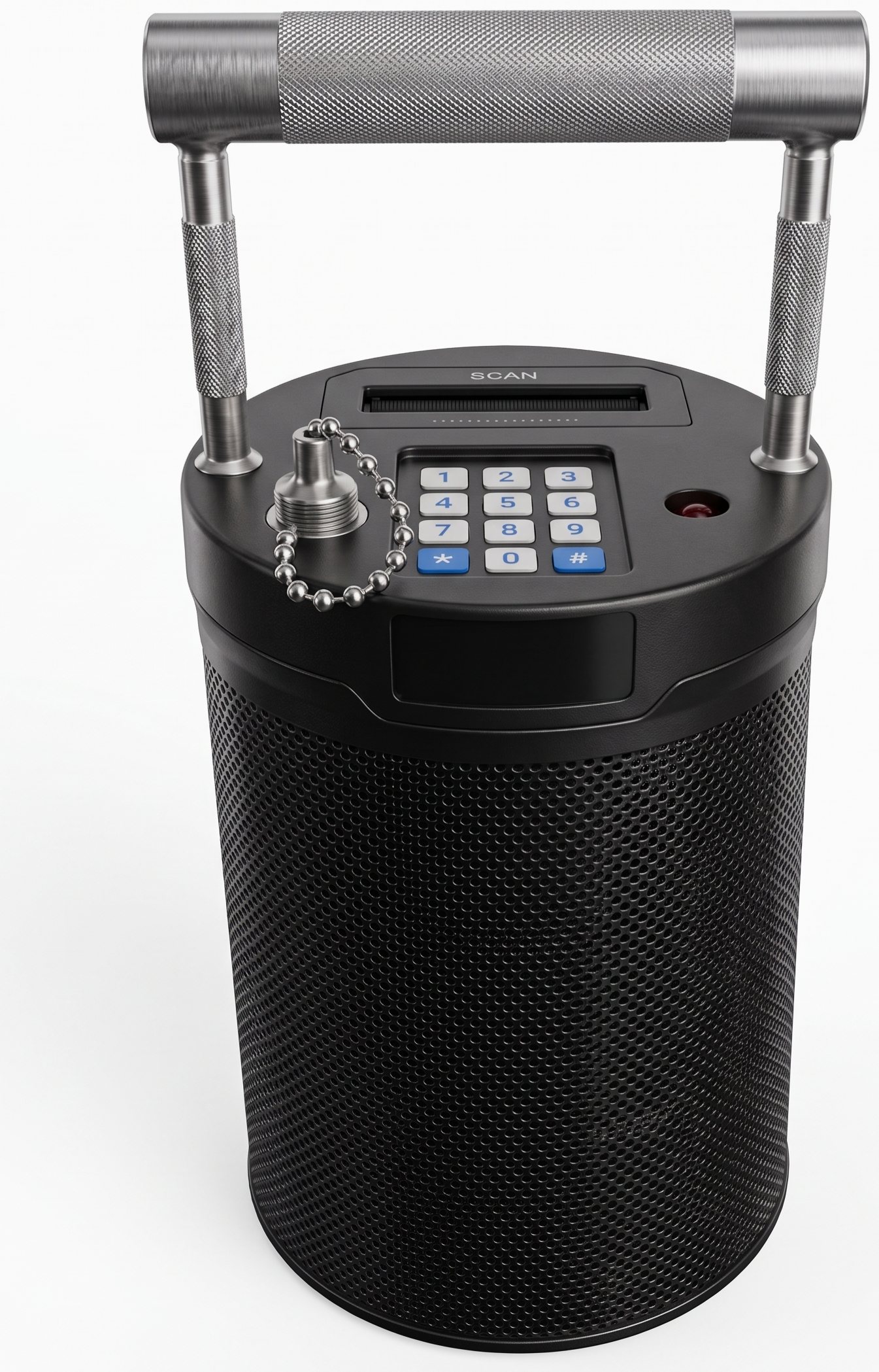 Llave grúa electrónica con teclado, ranura de escaneo y asa metálica