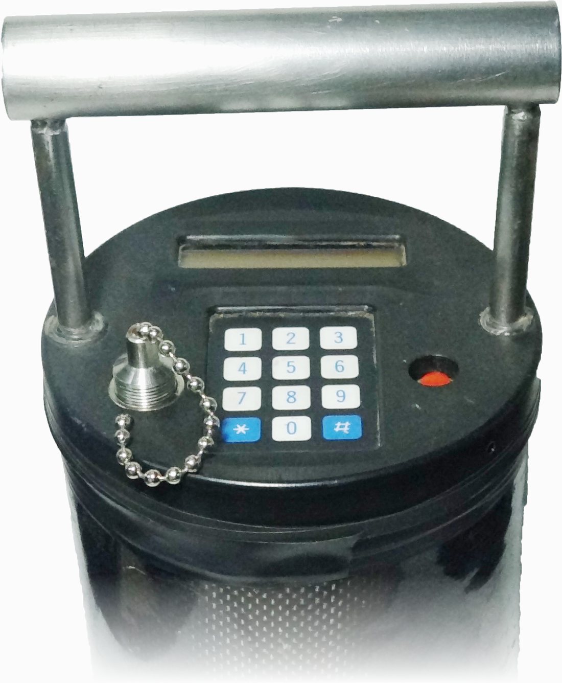 Terminal electrónica de la llave grúa, con teclado numérico, pantalla y asa metálica